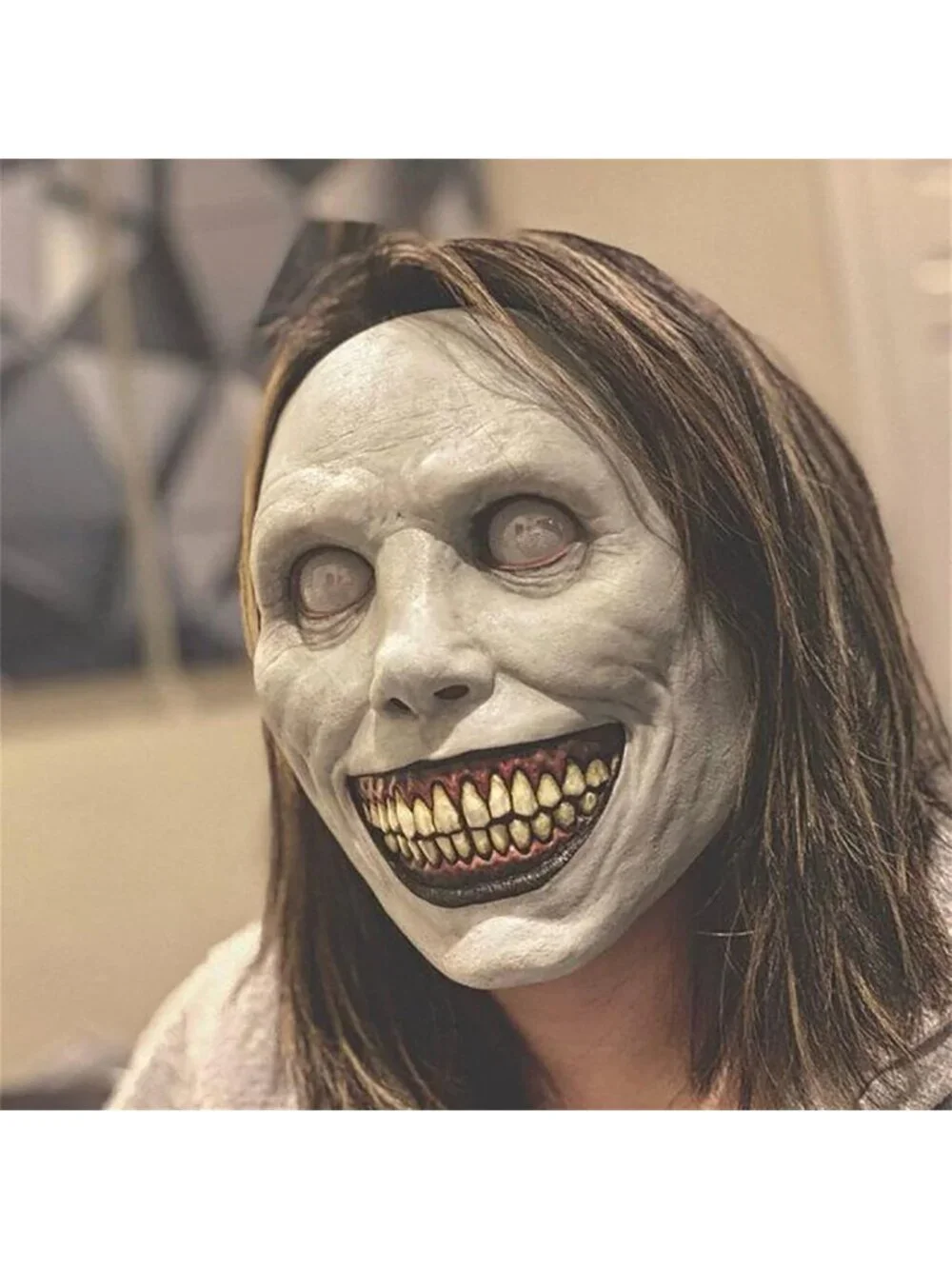 Halloween Natural Latex Smiling Demons Horror Scariest Creepy White Masks